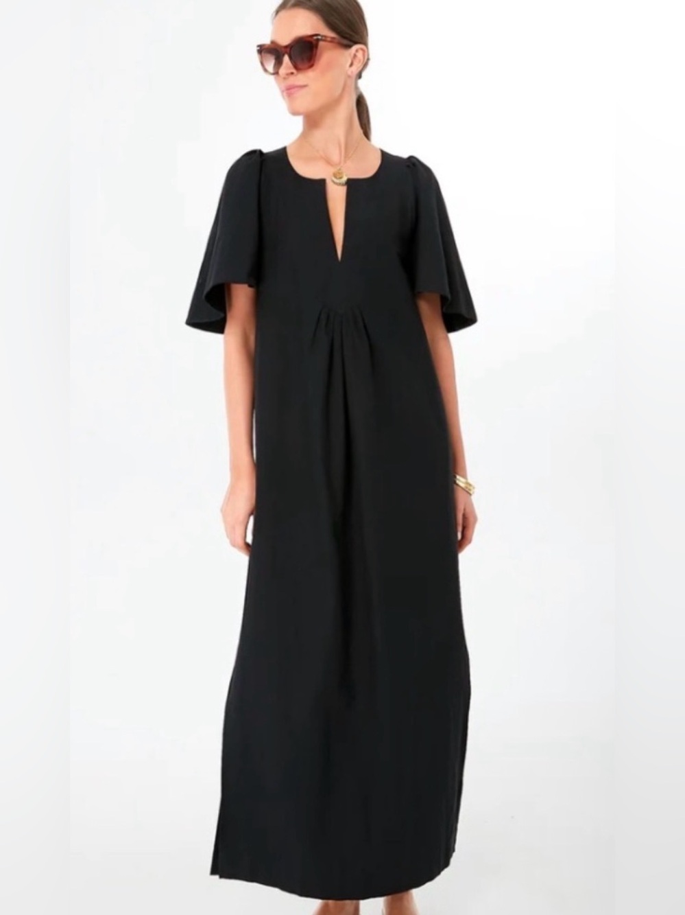 Pomander Place Black Maxi Dress with Flutter Sleeves